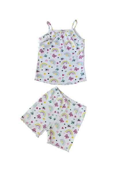 Fuar Baby Girl's Set with Strap 100% Cotton Camisole Shorts (Age 1-5)