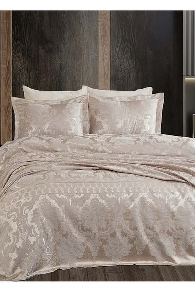 Dantela Armada Jacquard Double Bedspread Set (250X260)-Beige