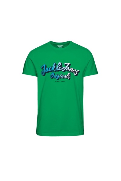 Jack & Jones Зелена мъжка тениска от 100% памук Jack&jones с кръгло деколте 12238135