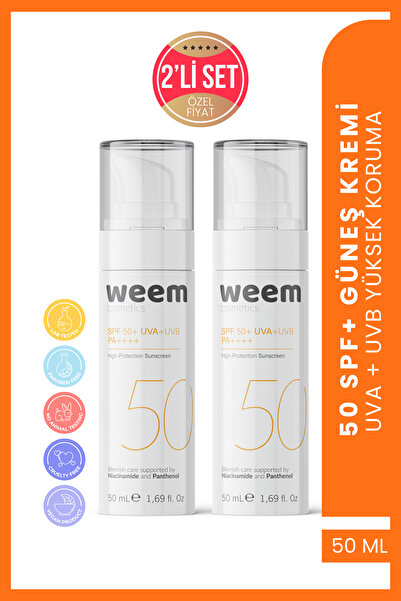 weem مجموعة كريمات الشمس بمعامل حماية SPF 50 مكونة من قطعتين – مضادة للعيوب، ...