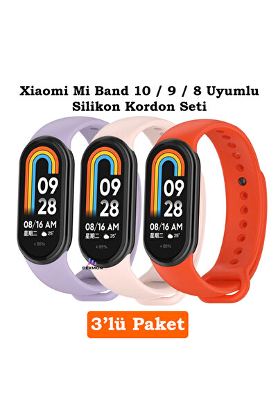 Dexmon Xiaomi Mi Band 8 Mi Band 9 Mi Band 10 Uyumlu 3lü Paket Silikon Kordon ...