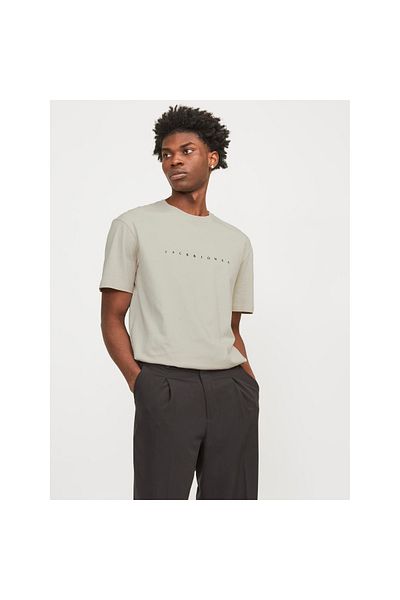 Jack & Jones Ανδρικό μπλουζάκι Jack&jones Star σε μπεζ στρογγυλή λαιμόκοψη