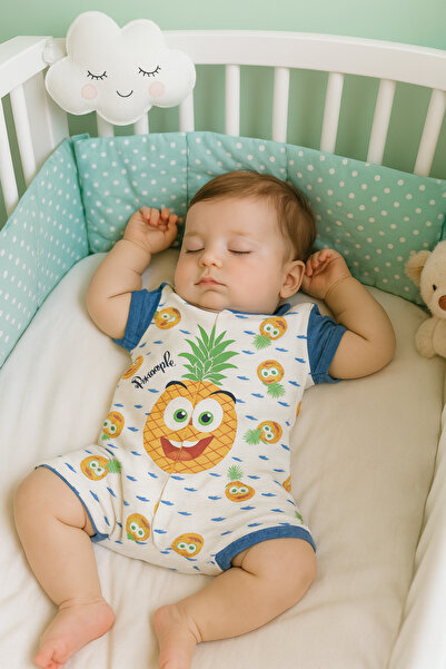 BEREKET BABY Cute Lion Printed Short Sleeve Baby Romper 0-9 Months