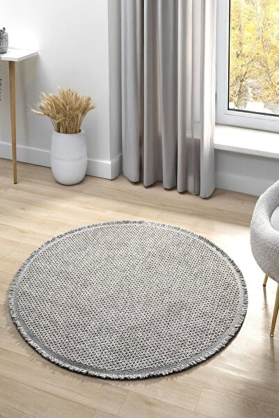 Eliz Home Gri Yumuşak Dokulu Yuvarlak Halı Kilim Salon Mutfak Koridor Yolluk ...