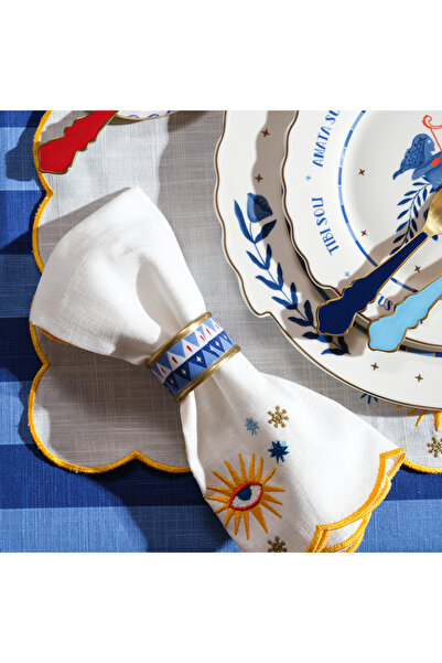 Zsa Zsa Zsu Agra Pirinç Peçete Halkası 5 Cm Mavi