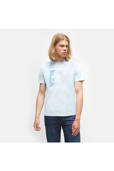 Timberland Tree Logo Graphic Regular Men's Blue Round Neck T-shirt