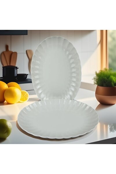 Kütahya Porselen Boneluz 2 Pieces 24 cm Boat Plate Salad Plate