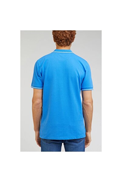 Lee Tricou albastru cu gât polo, 100% bumbac, cu croiala normală