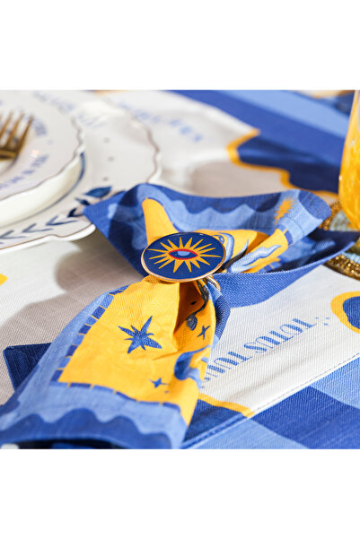 Zsa Zsa Zsu Agra Metal Peçete Halkası 4 Cm Mavi - Sarı