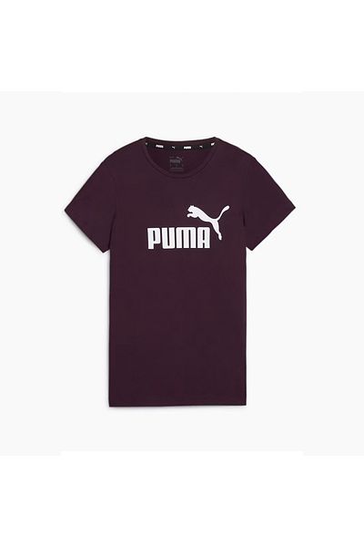 Puma Essentials Logo Γυναικείο μωβ μπλουζάκι με στρογγυλή λαιμόκοψη
