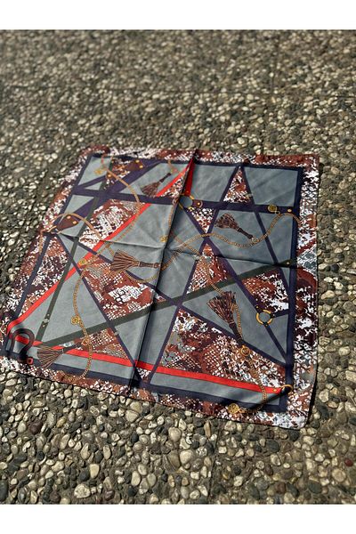 Axesoire 14935 Chain Patterned Navy Blue Bandana Scarf