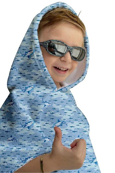 C&City Poncho pentru copii cu imprimeu digital albastru - C1701
