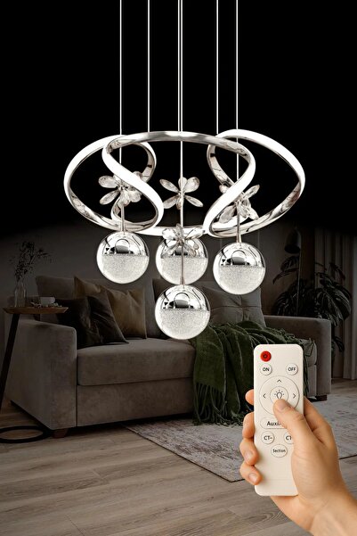 Luna Lighting Yakamoz Model Şık Tarz Modern Salon Yemek Yatak Odası Mutfak Krom Kaplama 3 Renk Ledli Avize