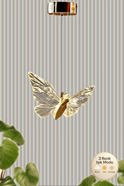 Luna Lighting Kelebek Model Gold Kaplama 3 Renk Metal Salon Mutfak Oturma Yatak Odası Modern Led Sarkıt Avize