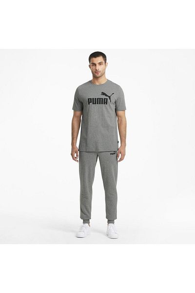 Puma Ανδρικό T-Shirt Ess Tee Medium Grey Heather 58666603 με λογότυπο