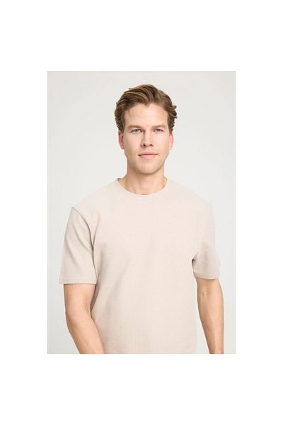 WRANGLER Ανδρικό μπλουζάκι με στρογγυλή λαιμόκοψη σε μπεζ χρώμα