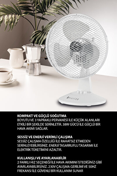 Dijitsu Vn09 Masa Üstü Vantilatör Bakır Motor 25 W Sessiz