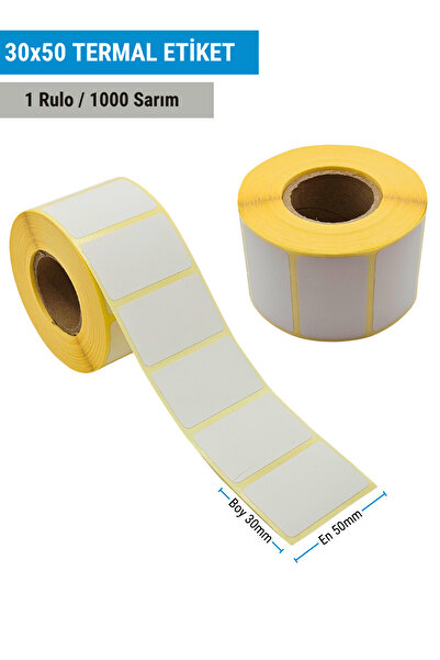 Küresel Etiket Barkod 30x50mm Termal Etiket | 1 Rulo | 1000 Sarım | Ribonsuz | Kargo, Lojistik, Depo | Yapışkanlı