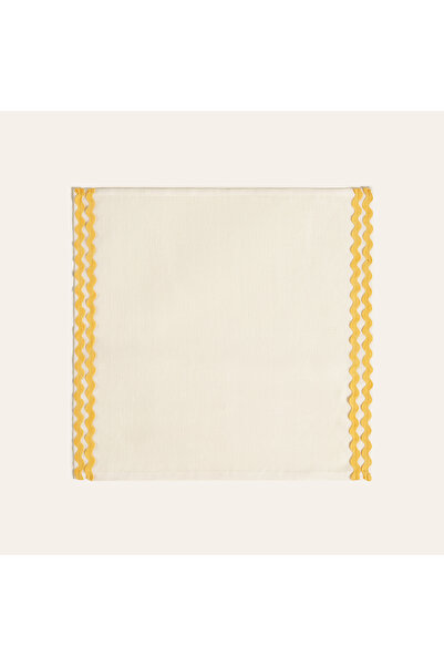 Zsa Zsa Zsu Nilüfer Su Taşı Nakışlı Keten Peçete 45x45 Cm Sarı