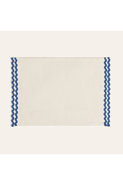 Zsa Zsa Zsu Nilüfer Su Taşı Nakışlı Keten Amerikan Servis 35x50 Cm Mavi