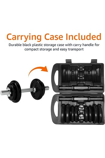 Delta Power Delta Power Cast Iron Adjustable Dumbbell Set with Solid Handles 20kg