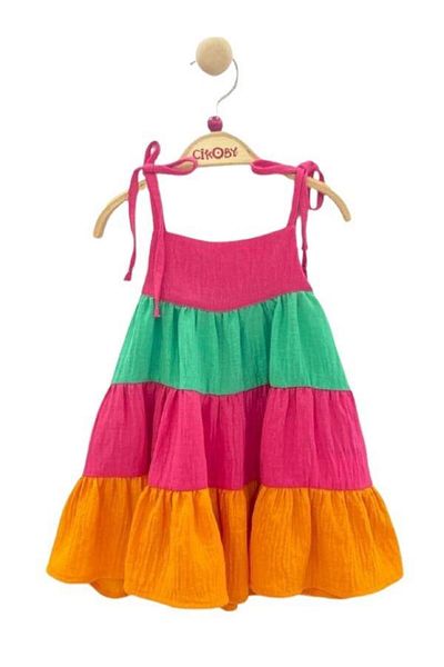 Çikoby Colorful Ruffle Baby Girl Strap Dress