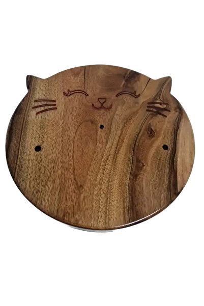 Finecraft Exclusive Walnut Wood Chopping Board With Cat Design And Glow-in-the-Dark Resin Accents