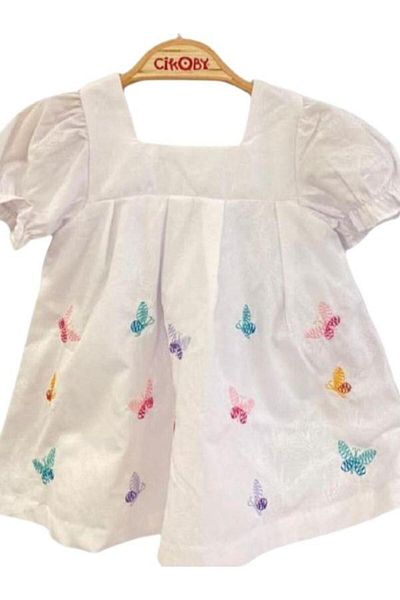 Çikoby Butterfly Patterned Cotton Baby Girl Dress