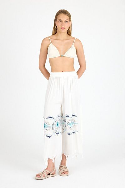 Mulberry Women's White Bamboo Trouser Skirt |   Beach & Pool & Daily Use