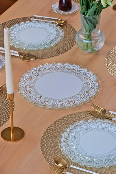 Glore Gold Color Gilded Marche Glass Tray