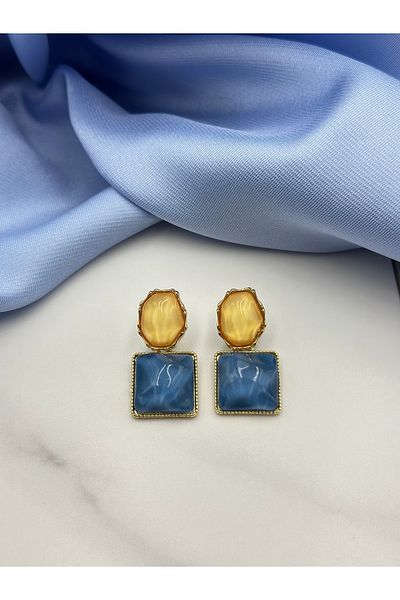 Lumiera Pink & Grey Stone Design Earrings
