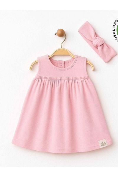 Zekids Baby Girl Organic Cotton Bandana Sleeveless Dress