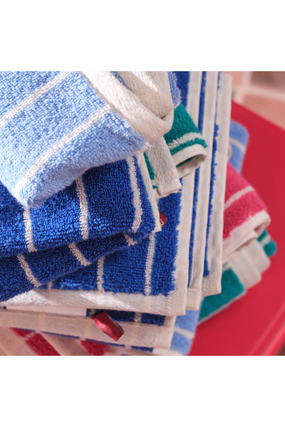 Zsa Zsa Zsu Solıd Geniş Çizgili İplik Boyalı Pamuk %100 Pamuk El Havlusu 30x50 Cm Koyu Mavi