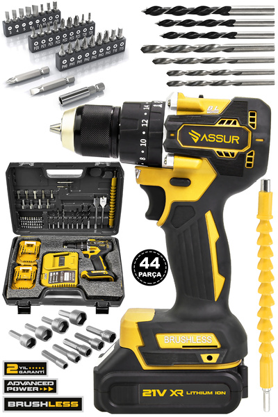 ASSUR 21v Bakır Sargı Kömürsüz Motor Çelik Mandren Darbeli Şarjlı Matkap Akülü Vidalama