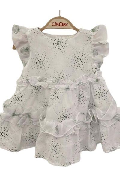 Çikoby Girls' Cotton Lined Ruffle Dress