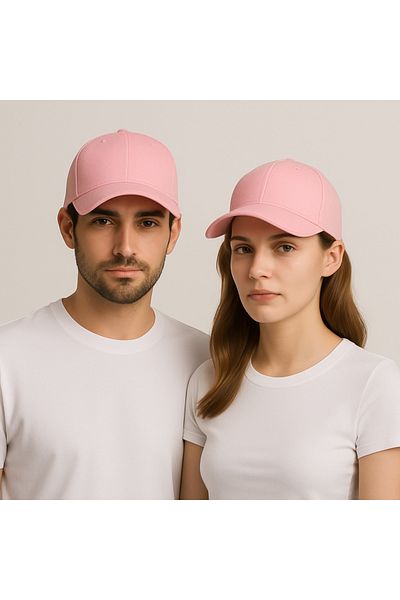 ZERAMİNE Pink Flat Hat Unisex Model 100% Cotton Velcro Adjustable Women-Men