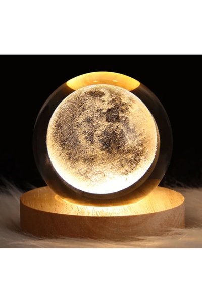 Choice مصباح طاولة على شكل كرة بلورية LED للأطفال على شكل قمر ثلاثي الأبعاد و...