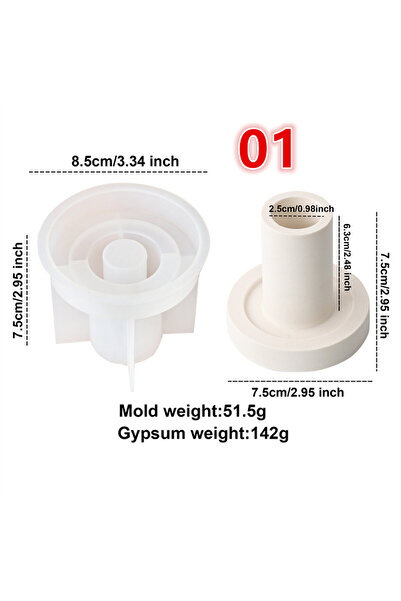 Choice قالب شمعدان 01 قضيب دائري قالب شمعدان سيليكون DIY حامل شموع سداسي من ا...