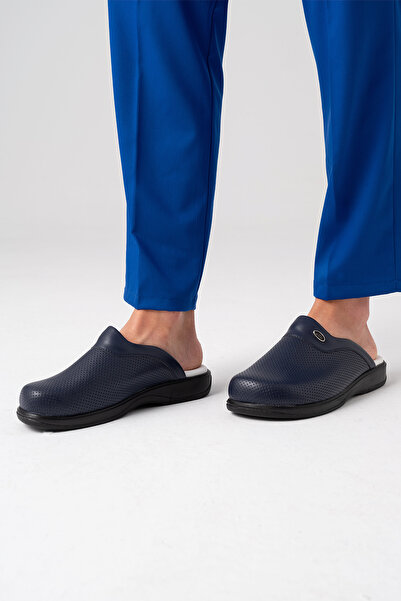 ÇİZGİ MEDİKAL Navy Blue Classic Perforated Men's Sabo Slippers Orthopedic Hospital Doctor Nurse Slippers