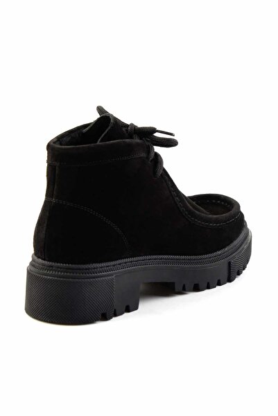 Bambi Siyah Süet Hakiki Deri Kadın Bot & Bootie K02041200502