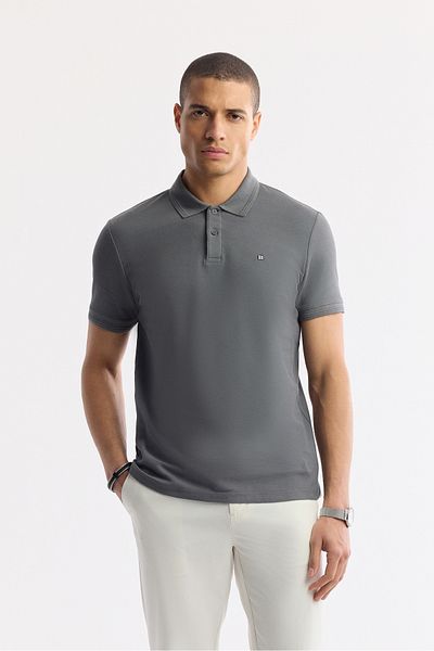 Avva Ανδρικό μπλουζάκι Anthracite Regular Fit 100% βαμβακερό γρήγορο στέγνωμα που δεν σπινθηρίζει με γιακά πόλο B001032