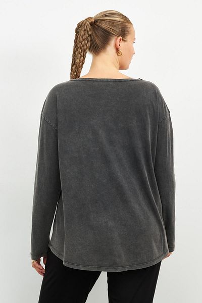 Curly ANTHRACITE LONG SLEEVE DISCO Rhinestone T-SHIRT
