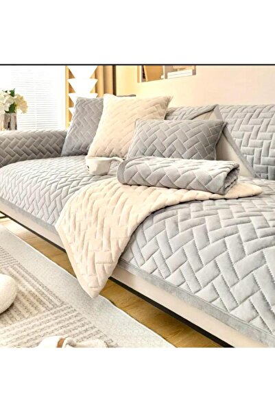 DECORA CASA HOME COLLECTİON 4lü kadife kapitone Desenli koltuk Örtü seti(1Ad ...