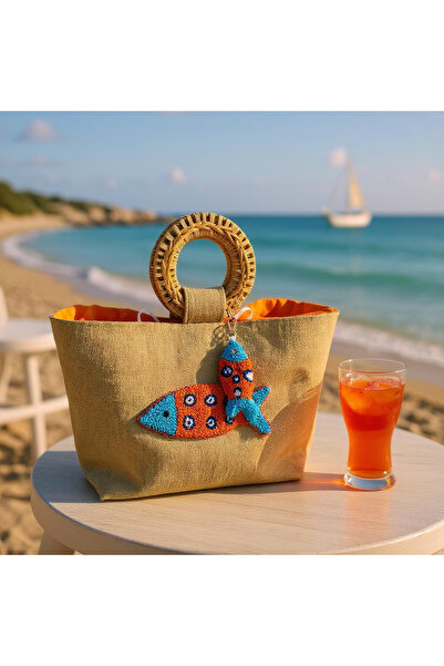 ozdesendesign Punch İşlemeli Jüt Plaj Çantası