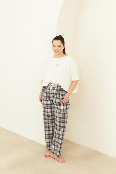 Curly BLACK PLAID PAJAMAS SET