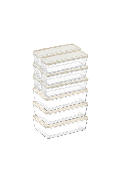 Mefa Mutfak Refrigerator Organizer Storage Container Suitable for Microwave and Freezer Set of 9 - 6 Pieces. 1.3 Lt - 3 Units. 4 Lt-Cream