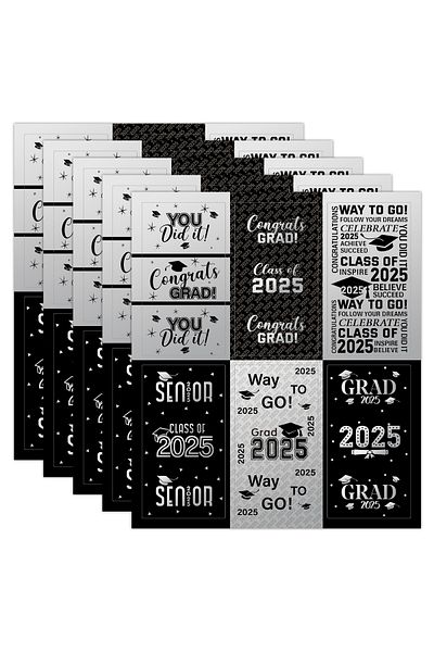 Choice 12.3x14.3cm Style 2 30pcs/5sheets 2025 Graduation Celebration Label Sticker,congrats Candy Wrapper,p