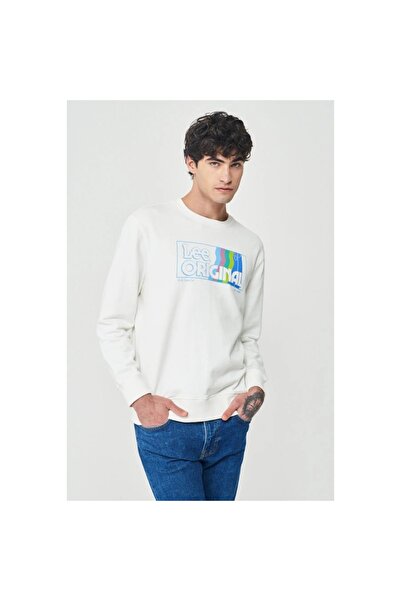 Lee Erkek Bej Bisiklet Yaka Sweatshirt