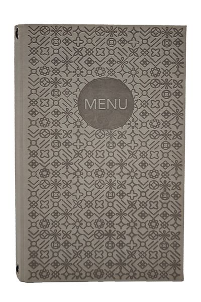 ankara menü Patterned Thermo Leather Menu - 30X18 cm - Brown / Orange / White Color Options