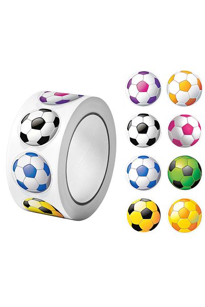 Choice Ro031 500pcs/roll Colorful Footballs Soccers Sport Stickers 2.5cm/1.0'' 16 Designs Decals Diy Adorn